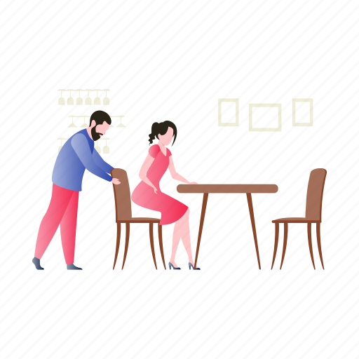 Sitting, couple, chair, table, date icon - Download on Iconfinder