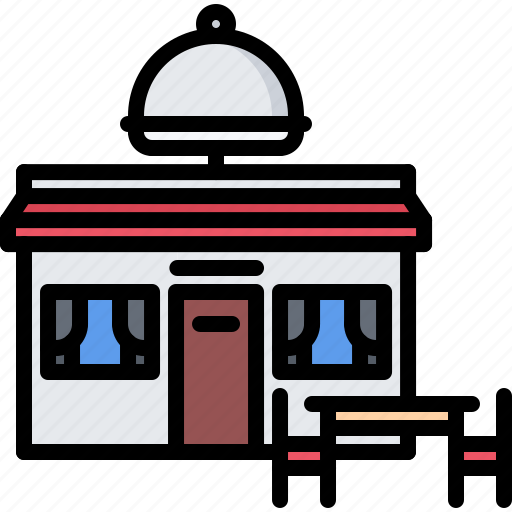Building, cafe, chair, food, lunch, restaurant, table icon - Download on Iconfinder
