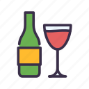 bottle, glass, wine