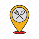 find, food, location, map, restaurant, search 
