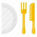 dish, element, fork, kitchen, knife, restaurant, tool