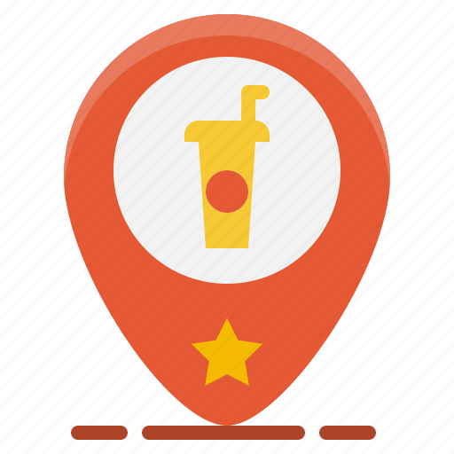 Beverage, coffee, drink, pin, shop, direction, navigation icon - Download on Iconfinder