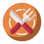 cutlery, fork, kitchen, knife, plate, restaurant, tool 