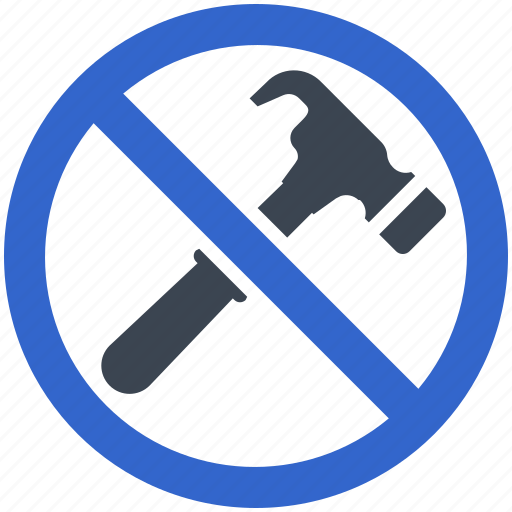 Repair, stop, no, no entry, hammer, restriction icon - Download on Iconfinder