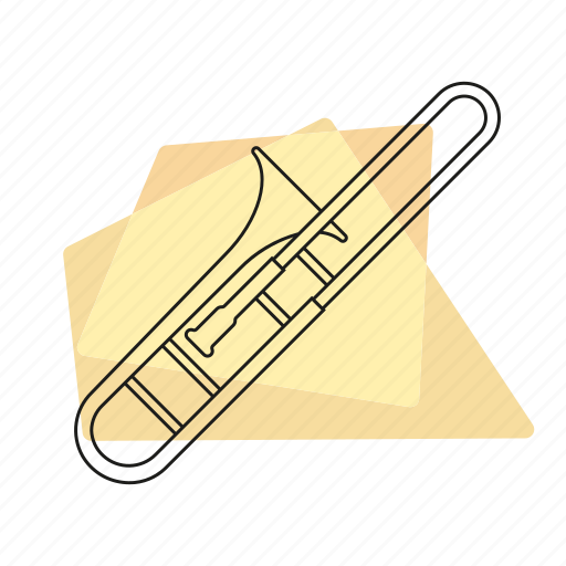 Brass, jazz, music, musical instrument, pastel, retro, trombone icon - Download on Iconfinder