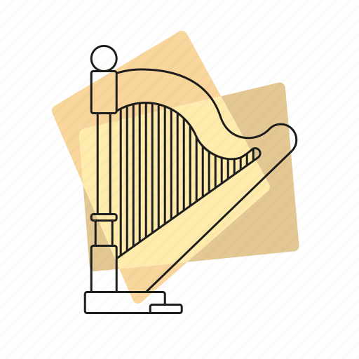 Harp, jazz, music, musical instrument, pastel, retro, string instrument icon - Download on Iconfinder