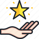 star, hand, gestures, superior, rewards