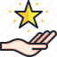 star, hand, gestures, superior, rewards 
