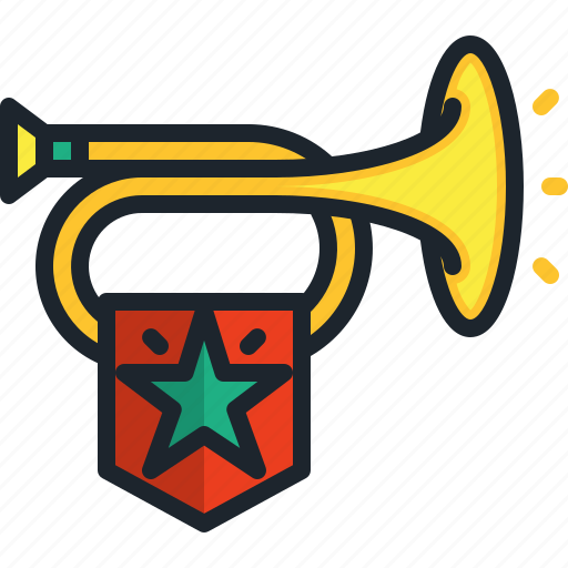 Trumpet, music, instrument, celebrate, flag icon - Download on Iconfinder
