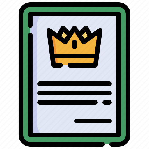 Certificate, crown, diploma, degree, patent icon - Download on Iconfinder