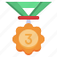 bronze, medal, third, winner, award 