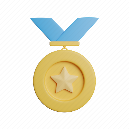 Medal, front, badge, achievement, prize, winner 3D illustration - Download on Iconfinder