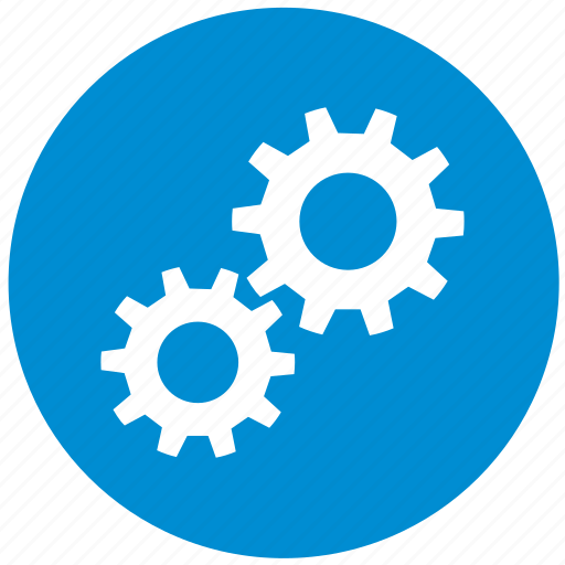 Blue, details, engine, gear, round, settings icon - Download on Iconfinder