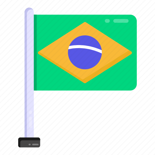 Baralilian flag, brazil flag pole, brazil ensign, brazil pennant, brazil banner icon - Download on Iconfinder
