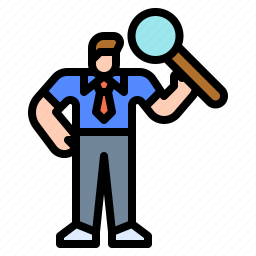 Businessman, glass, identification, magnifying, research icon - Download on Iconfinder