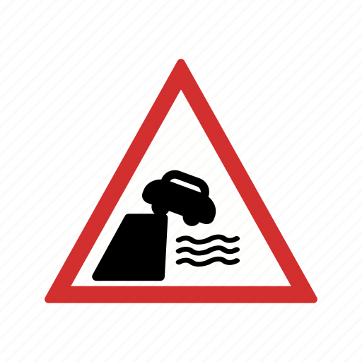Danger, road leads on to quay, road sign icon - Download on Iconfinder