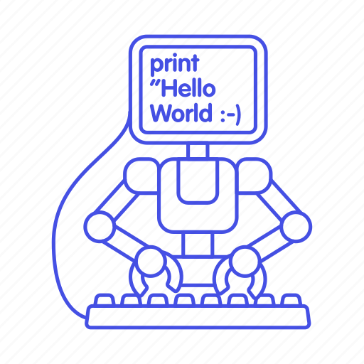 Hello, learning, coding, robot, machine, ai, programming icon - Download on Iconfinder