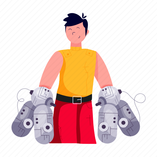Robotic person, human robot, robotic technology, future technology, prosthetic arm icon - Download on Iconfinder