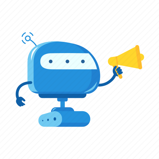 Robot, megaphone, speaker, shout, advertising, ads icon - Download on Iconfinder