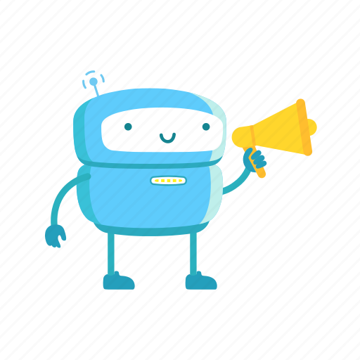 Robot, megaphone, speaker, shout, advertising, ads icon - Download on Iconfinder