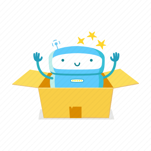 Robot, unboxing, gift, box icon - Download on Iconfinder