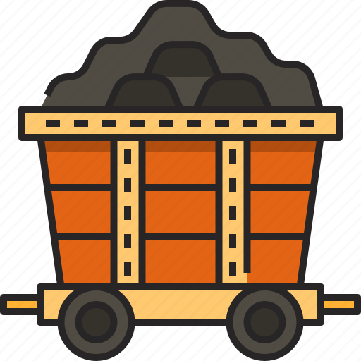 Cart, mine cart, mining cart, mining, mine chariot, coal mine trolley, gold mine icon - Download on Iconfinder