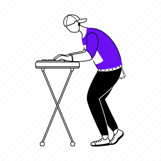 Keyboardist, keyboard, dj, musician, player illustration - Download on Iconfinder