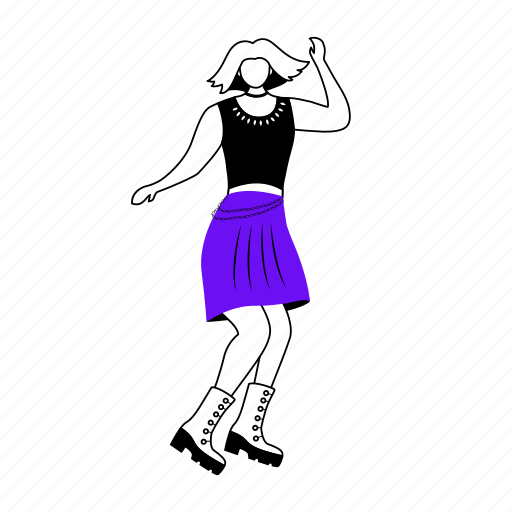 Punk, girl, dance, nightclub, rock concert illustration - Download on Iconfinder