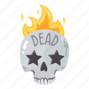 scary, dead head, skull, skeleton, fire