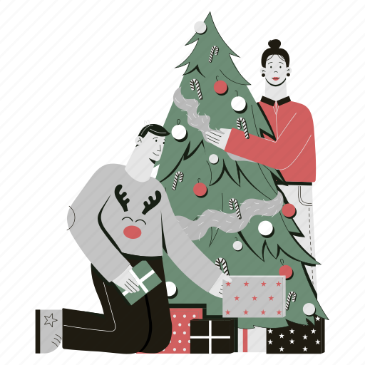 Christmas, tree, gifts, xmas, decoration, gift, present illustration - Download on Iconfinder