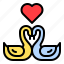 duck, heart, love, romance, romantic, swan, valentine 