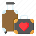 bag, heart, love, luggage, romance, romantic, travel