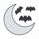bats, halloween, moon, night, scary