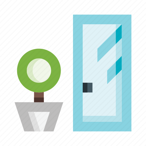 Entrance, output, door, glass, plant, exit, interior icon - Download on Iconfinder