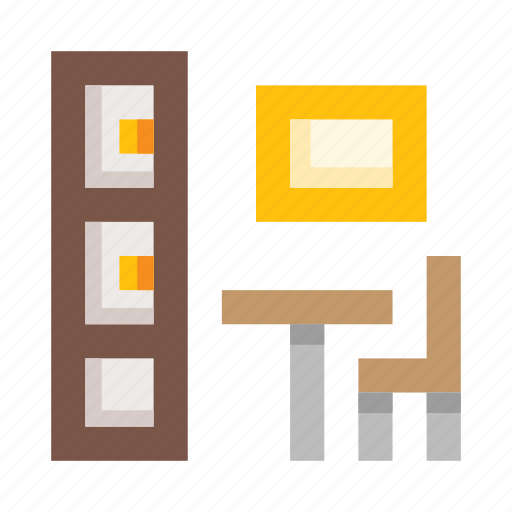 Room, chair, table, rack, cupboard, picture, dining room icon - Download on Iconfinder