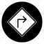 right, road, round, sign, arrow 