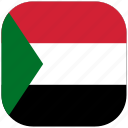sudan, country, africa, national, flag, rounded, square