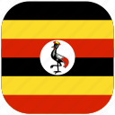uganda, country, africa, national, flag, rounded, square