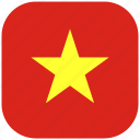 vietnam, country, asia, national, flag, rounded, square
