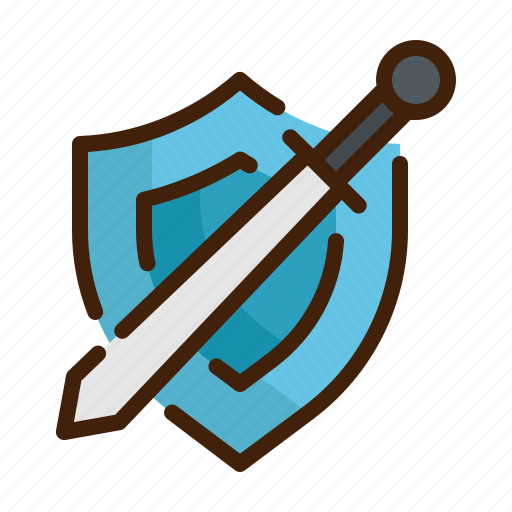 Sword, shield, weapon, game, rpg, protection, play icon icon - Download on Iconfinder