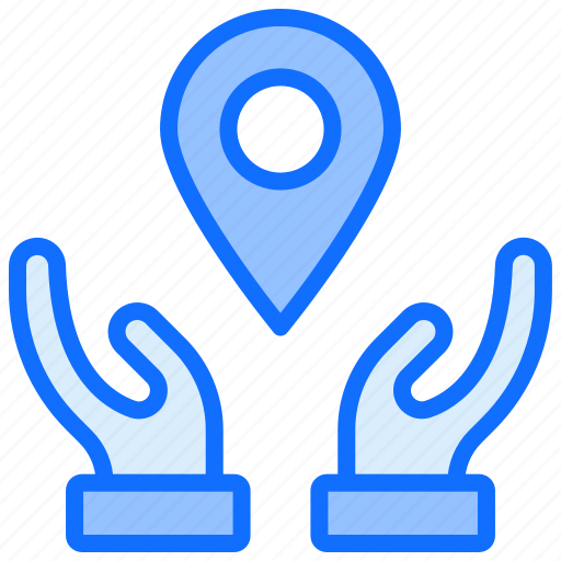 Navigation, gps, location, safe, hand, pointer, pin icon - Download on Iconfinder