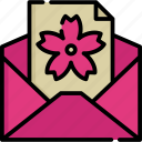 letter, sakura, japan, blossom, message, envelope, mail
