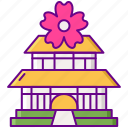 korea, building, asia, flower