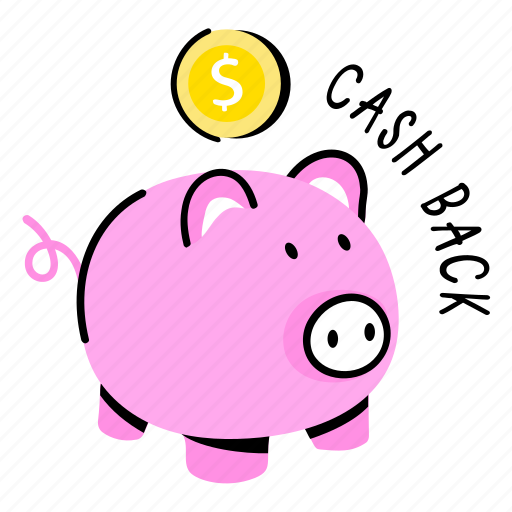Piggy bank, savings, money back, money return, cash back sticker - Download on Iconfinder