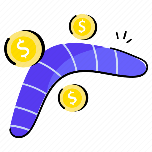 Money back, refund boomerang, boomerang money, boomerang, money return sticker - Download on Iconfinder
