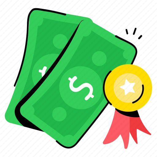 Award money, cash prize, money reward, prize money, money achievement sticker - Download on Iconfinder