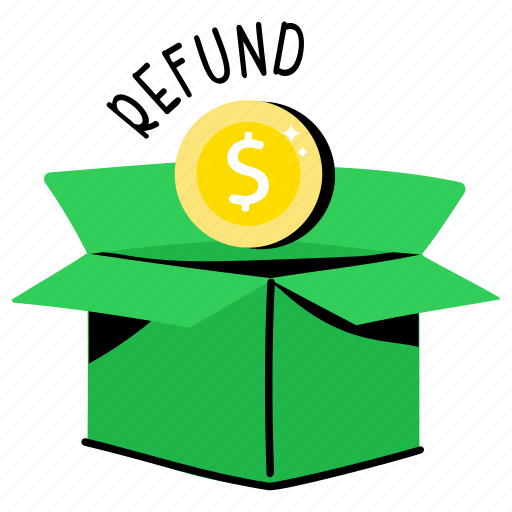 Money refund, cash refund, cash payment, refund, money box sticker - Download on Iconfinder