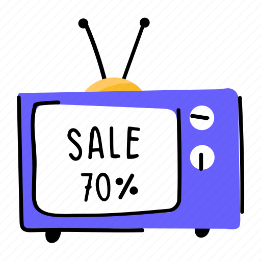 Sale advertising, sale ads, tv ads, television, discount advertising sticker - Download on Iconfinder