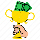 money reward, prize money, cash prize, money achievement, trophy