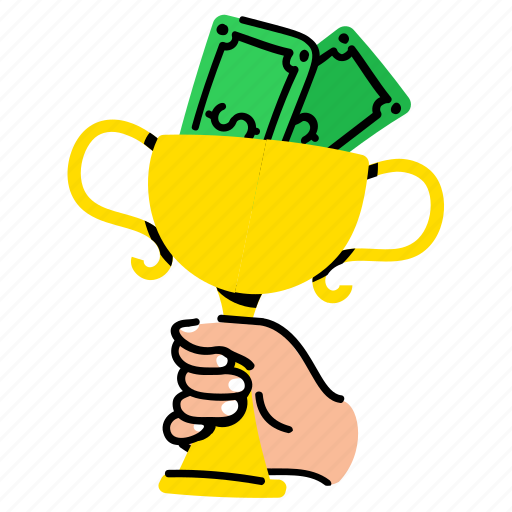 Money reward, prize money, cash prize, money achievement, trophy sticker - Download on Iconfinder